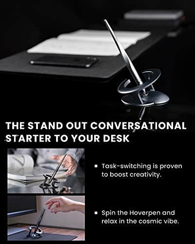 Stylish Hoverpen on a desk with text about boosting creativity.