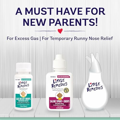 Little Remedies products for new parents, including gas relief drops and saline spray.