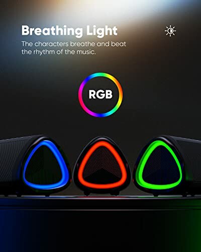 Three RGB speakers with breathing light effect.